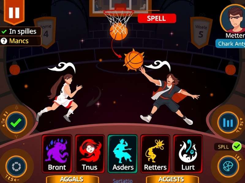 Wizardly Slam Artist control interface and spell selection